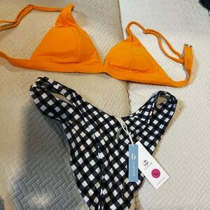 Cupshe Orange and Black Bikini Set Vibrant Swimwear - NEW WITH TAGS
